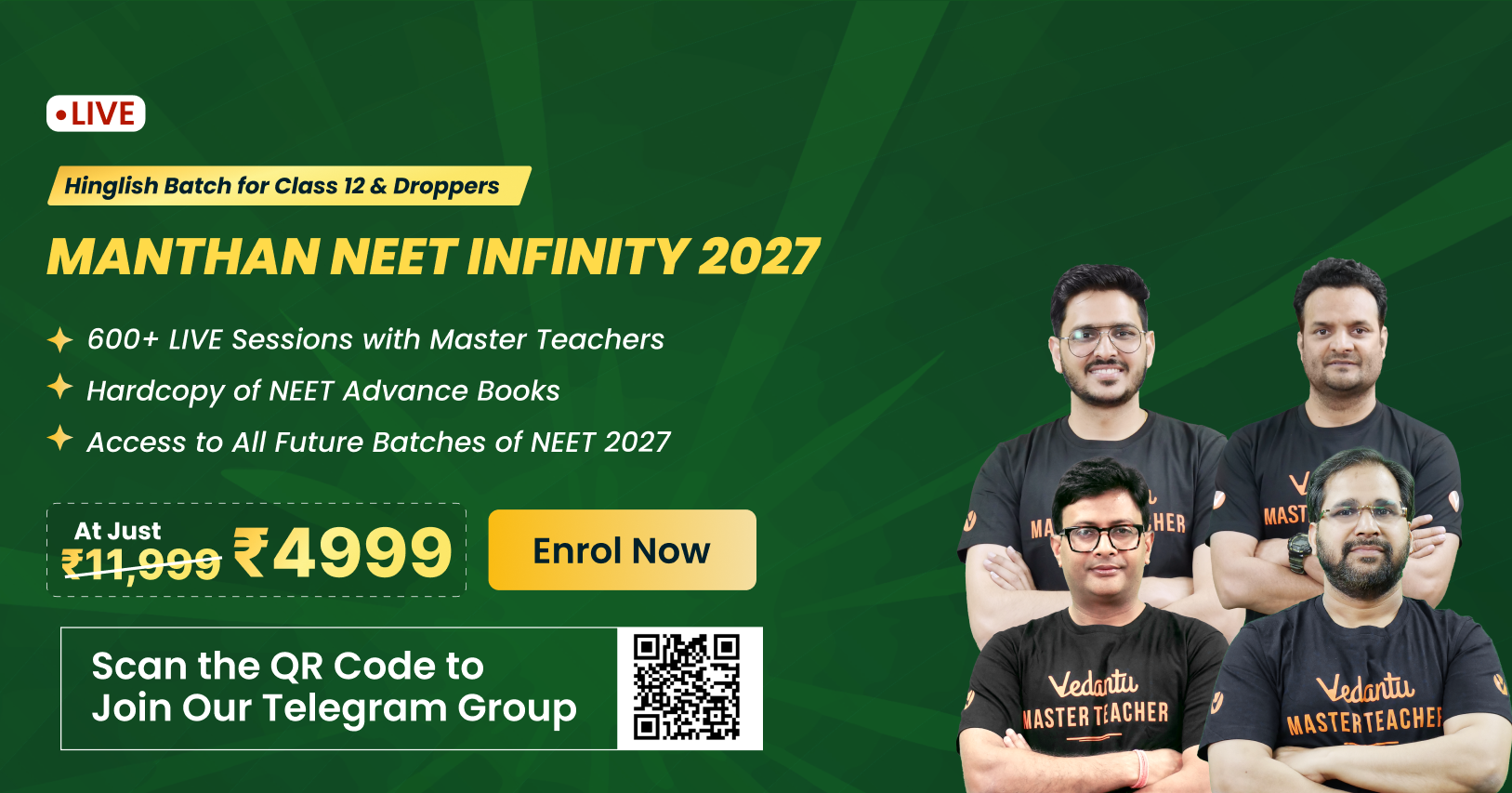 Vedantu Manthan NEET 2.0 Coupon Code 2027 — Save ₹300 to ₹2000 on Dropper Batch